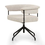 Featuring Carrie Light Camel Desk Chair by Four Hands at Amethyst Home. Airy and light with slim, black-finished iron framing, light camel-colored upholstery lends texture to a sculpted desk chair featuring a yoke back and exterior fold detailing. Height adjustable and with 360 swivel for everyday comfort.Overall Dimensions: 25.50"w x 23.00"d x 27.50"hWeight : . Amethyst Home provides interior design, new home construction design consulting, vintage area rugs, and lighting in the Omaha metro area.