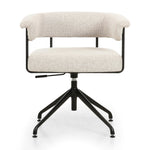 Featuring Carrie Light Camel Desk Chair by Four Hands at Amethyst Home. Airy and light with slim, black-finished iron framing, light camel-colored upholstery lends texture to a sculpted desk chair featuring a yoke back and exterior fold detailing. Height adjustable and with 360 swivel for everyday comfort.Overall Dimensions: 25.50"w x 23.00"d x 27.50"hWeigh. Amethyst Home provides interior design, new home construction design consulting, vintage area rugs, and lighting in the San Diego metro area.
