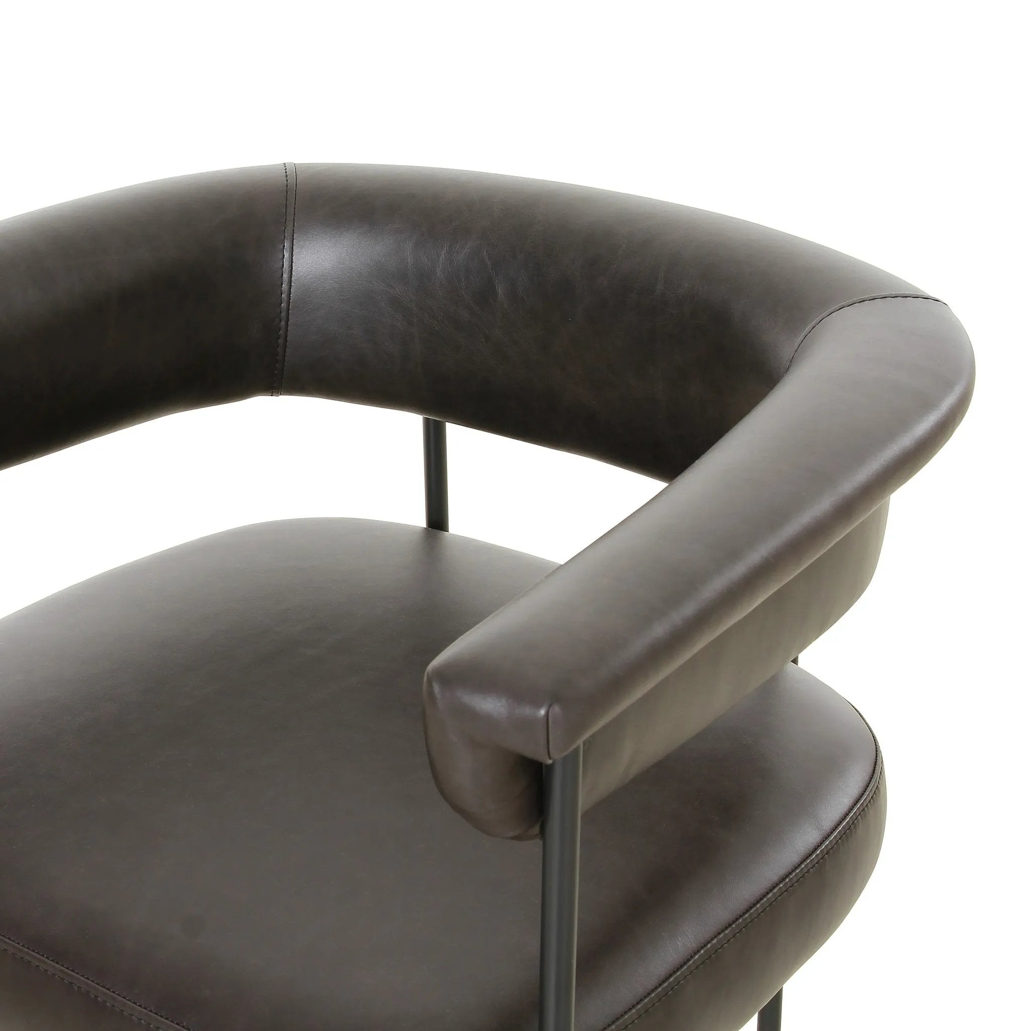 Featuring Carrie Sonoma Black Bar + Counter Stool by Four Hands at Amethyst Home. Airy and light with slim, black-finished iron framing, top-grain leather lends texture to a beautifully sculpted bar stool featuring a yoke back plus fold detailing.BarOverall Dimensions: 25.50"w x 23.00"d x 39.50"hWeight: 33.95 lbsCounterOverall Dimensions: 25.50"w x 23.00"d x 3. Amethyst Home provides interior design, new home construction design consulting, vintage area rugs, and lighting in the Dallas metro area.