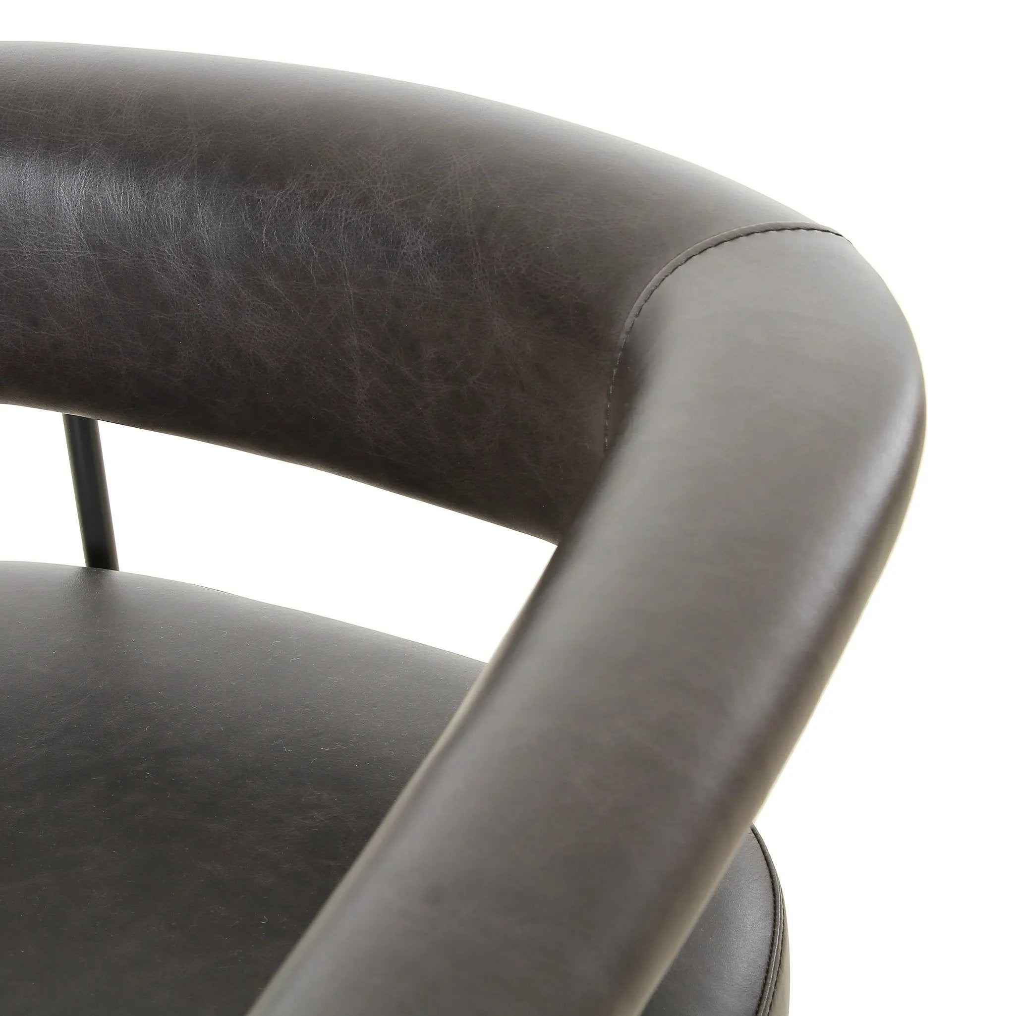 Featuring Carrie Sonoma Black Bar + Counter Stool by Four Hands at Amethyst Home. Airy and light with slim, black-finished iron framing, top-grain leather lends texture to a beautifully sculpted bar stool featuring a yoke back plus fold detailing.BarOverall Dimensions: 25.50"w x 23.00"d x 39.50"hWeight: 33.95 lbsCounterOverall Dimensions: 25.50"w x 23.00"d. Amethyst Home provides interior design, new home construction design consulting, vintage area rugs, and lighting in the Scottsdale metro area.