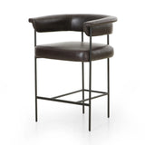 Featuring Carrie Sonoma Black Bar + Counter Stool by Four Hands at Amethyst Home. Airy and light with slim, black-finished iron framing, top-grain leather lends texture to a beautifully sculpted bar stool featuring a yoke back plus fold detailing.BarOverall Dimensions: 25.50"w x 23.00"d x 39.50"hWeight: 33.95 lbsCounterOverall Dimensions: 25.50"w x 23.00"d x . Amethyst Home provides interior design, new home construction design consulting, vintage area rugs, and lighting in the Seattle metro area.