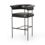 Featuring Carrie Sonoma Black Bar + Counter Stool by Four Hands at Amethyst Home. Airy and light with slim, black-finished iron framing, top-grain leather lends texture to a beautifully sculpted bar stool featuring a yoke back plus fold detailing.BarOverall Dimensions: 25.50"w x 23.00"d x 39.50"hWeight: 33.95 lbsCounterOverall Dimensions: 25.50"w x 23.00"d. Amethyst Home provides interior design, new home construction design consulting, vintage area rugs, and lighting in the Washington metro area.