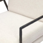 Sink-in comfort, modern appeal and no fuss. This Deco-inspired desk chair's sloped hammered iron arms and ebony metal swivel base stand out against snow white upholstery. Crypton® performance fabric is specially engineered for protection against stains, moisture and odor. Amethyst Home provides interior design, new home construction design consulting, vintage area rugs, and lighting in the Salt Lake City metro area.