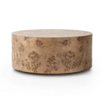 Simple drum shaping showcases the natural artistry of the richly grained caramel burl veneer. Its compact size is ideal for smaller spaces.Collection: Hughe Amethyst Home provides interior design, new home construction design consulting, vintage area rugs, and lighting in the Nashville metro area.