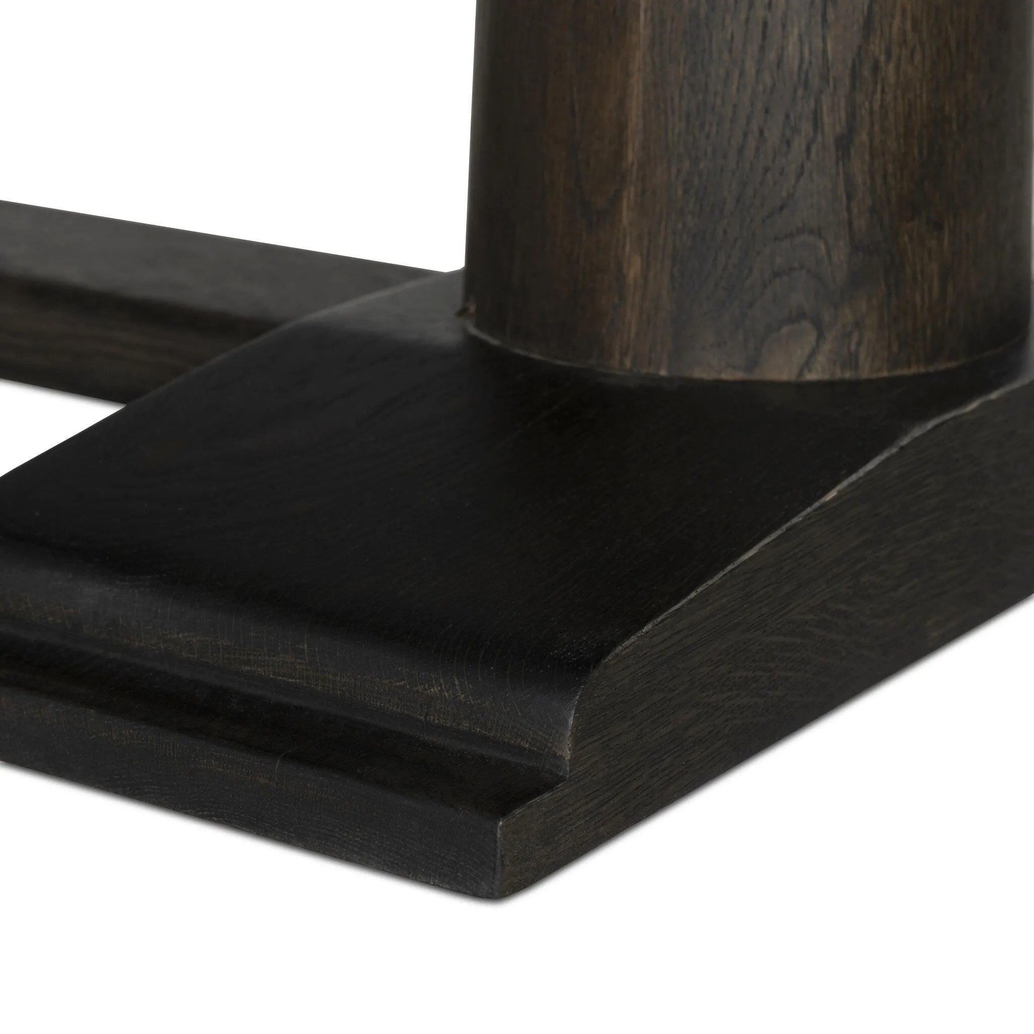 Finished in a rich espresso, a mix of solid oak and oak veneers fashion a trestle-style base with tapered column legs and step detailing, for a traditional look.As fans of natural design at Amethyst, we love the nature inspired Chamberlain Dining Table - Espresso Oak Veneer. Amethyst Home provides interior design, new home construction design consulting, vintage area rugs, and lighting in the Tampa metro area.