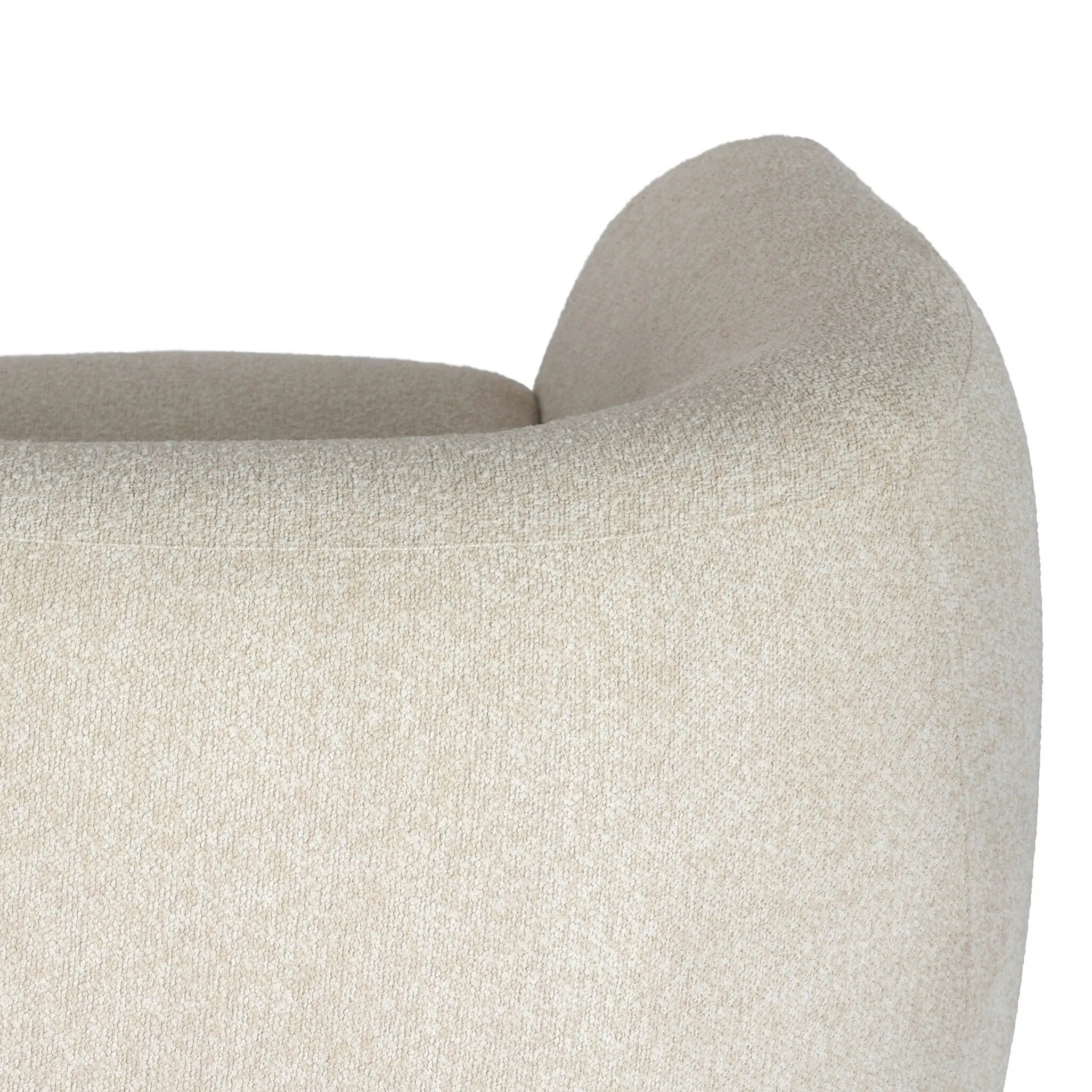 Meet modern comfort. Clean curves, impeccable tailoring and a soft, slightly heathered outdoor-friendly boucle bring an elevated, vintage European-inspired look to this outdoor swivel chair. Cover or store inside during inclement weather and when not in use. Amethyst Home provides interior design, new home construction design consulting, vintage area rugs, and lighting in the Dallas metro area.