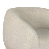 Meet modern comfort. Clean curves, impeccable tailoring and a soft, slightly heathered outdoor-friendly boucle bring an elevated, vintage European-inspired look to this outdoor swivel chair. Cover or store inside during inclement weather and when not in use. Amethyst Home provides interior design, new home construction design consulting, vintage area rugs, and lighting in the Portland metro area.