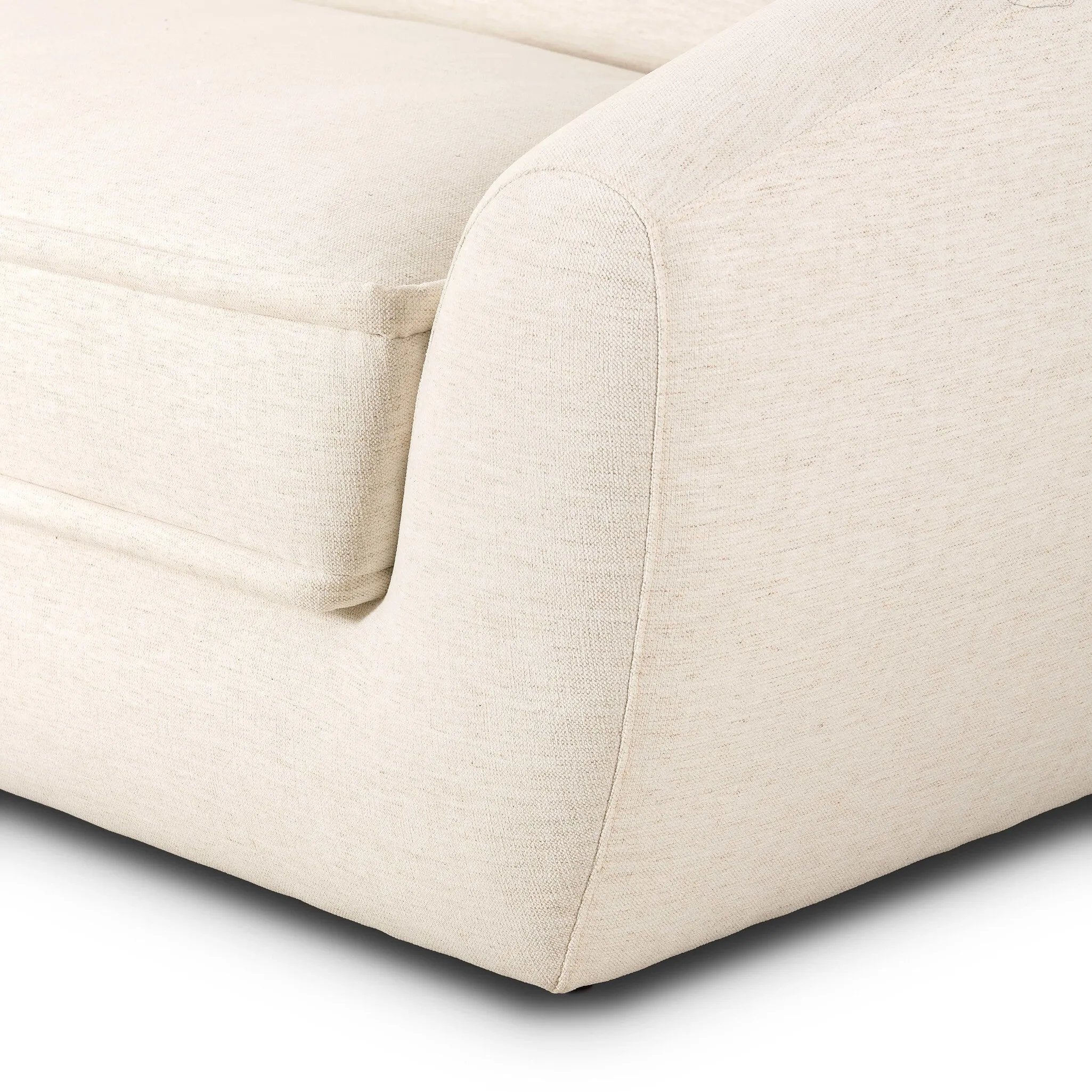 Inspired by French modernism, this dramatic sofa is defined by exaggerated curves, tapered arms and oversized welt detailing along the bench cushion for a tailored look. Soft, easy to clean and free of PFAS, Crypton® performance fabric is specially engineered for protection against stains, moisture and odor. Amethyst Home provides interior design, new home construction design consulting, vintage area rugs, and lighting in the Scottsdale metro area.