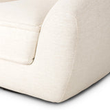 Inspired by French modernism with a nod to Jean Royere's design classic, the Polaire. Our take is defined by exaggerated curves, tapered arms and oversized welt detailing along the reversible seat cushion for a tailored look, finished with a 360-degree swivel. Amethyst Home provides interior design, new home construction design consulting, vintage area rugs, and lighting in the Austin metro area.