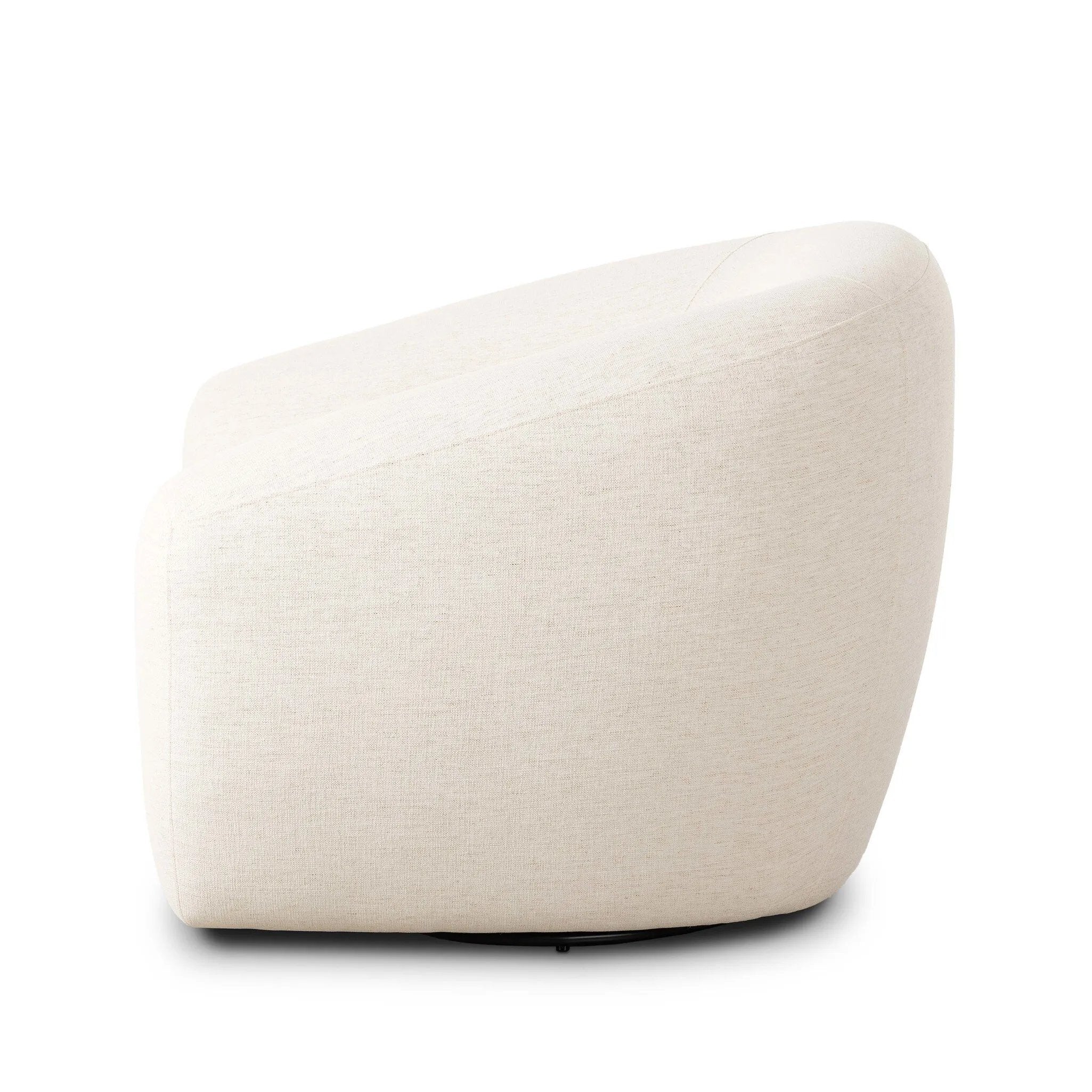 Inspired by French modernism with a nod to Jean Royere's design classic, the Polaire. Our take is defined by exaggerated curves, tapered arms and oversized welt detailing along the reversible seat cushion for a tailored look, finished with a 360-degree swivel. Amethyst Home provides interior design, new home construction design consulting, vintage area rugs, and lighting in the Portland metro area.