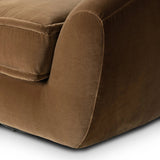 Inspired by French modernism with a nod to Jean Royere's design classic, the Polaire. Our take is defined by exaggerated curves, tapered arms and oversized welt detailing along the reversible seat cushion for a tailored look, finished with a 360-degree swivel. Amethyst Home provides interior design, new home construction design consulting, vintage area rugs, and lighting in the Nashville metro area.