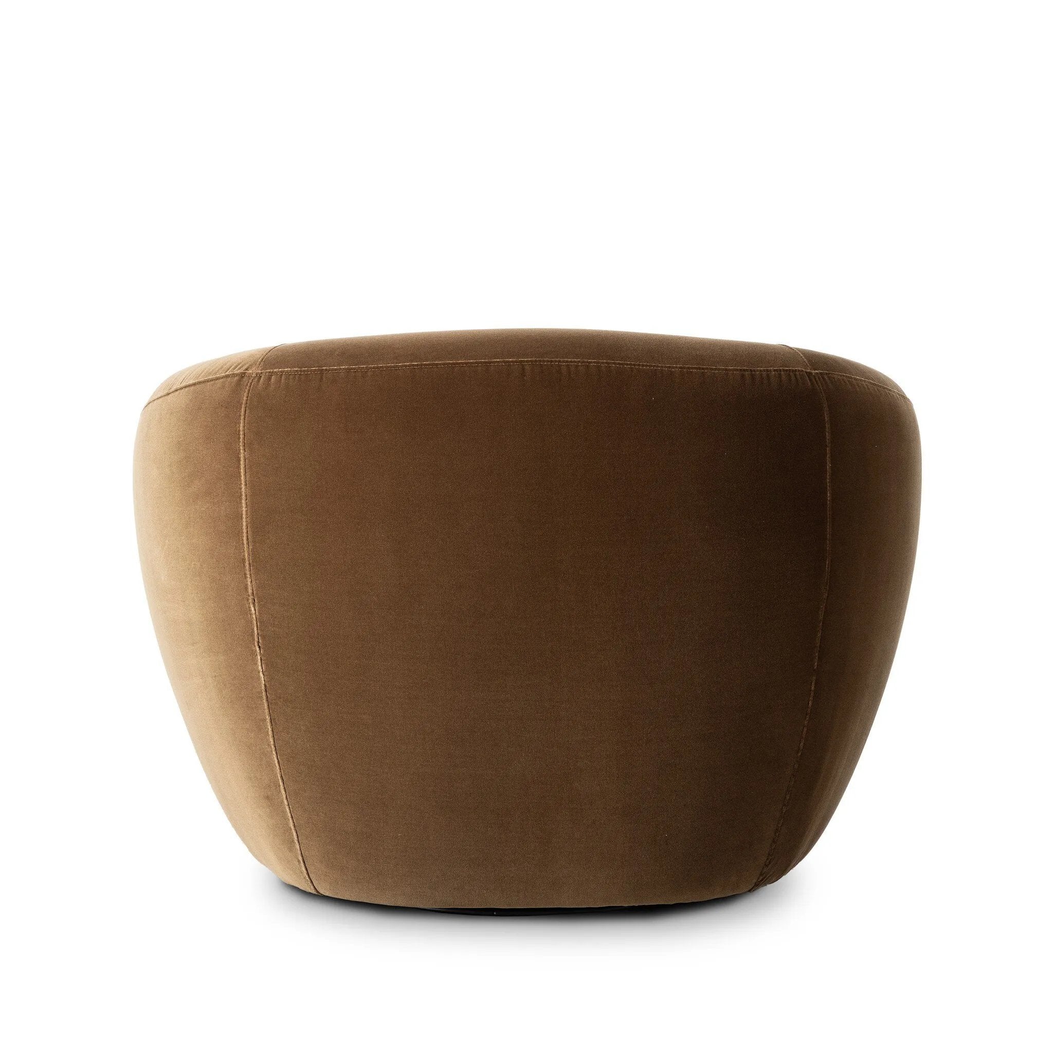 Inspired by French modernism with a nod to Jean Royere's design classic, the Polaire. Our take is defined by exaggerated curves, tapered arms and oversized welt detailing along the reversible seat cushion for a tailored look, finished with a 360-degree swivel. Amethyst Home provides interior design, new home construction design consulting, vintage area rugs, and lighting in the San Diego metro area.