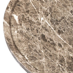 The classic pedestal shape gets a textural update on this outdoor end table. Cast concrete is finished with a water transfer technique to mimic marble, highlighting texture for a feel like natural stone. Cover or store inside during inclement weather and when not in use. Amethyst Home provides interior design, new home construction design consulting, vintage area rugs, and lighting in the Tampa metro area.