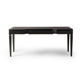 Featuring Claude Distressed Black Oak Veneer Desk by Four Hands at Amethyst Home. This refreshed directoire-style desk pairs a 100% top-grain leather inset top with a unique reverse breakfront and recessed center drawer. Finished in distressed black oak, it offers the workspace a classic yet updated feel.
Overall Dimensions: 28.0" L x 68.0 " W x 30.0" . Amethyst Home provides interior design, new home construction design consulting, vintage area rugs, and lighting in the Salt Lake City metro area.