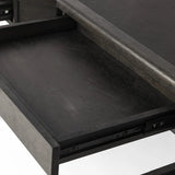 Featuring Claude Distressed Black Oak Veneer Desk by Four Hands at Amethyst Home. This refreshed directoire-style desk pairs a 100% top-grain leather inset top with a unique reverse breakfront and recessed center drawer. Finished in distressed black oak, it offers the workspace a classic yet updated feel.
Overall Dimensions: 28.0" L x 68.0 " W x 30.0" H
Materia. Amethyst Home provides interior design, new home construction design consulting, vintage area rugs, and lighting in the Tampa metro area.