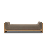Flanked by natural basketweave detail for a casual, coastal vibe and inset with a thick seat, this chaise makes an attractive addition to open spaces. Double-twisted paper cord wrapping adds visual interest to the eucalyptus frame, which holds the naturally pleated, upholstered seat. Amethyst Home provides interior design, new home construction design consulting, vintage area rugs, and lighting in the Los Angeles metro area.