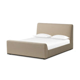 Featuring Colt Irving Flax Bed by Four Hands at Amethyst Home. A soft, curved headboard and rounded footboard create a cocoon-like effect in this thoughtfully designed bed. Upholstered in a chunky basket weave high-performance fabric. Performance fabrics are specially created to withstand spills, stains, high traffic, and wear, ensuring long-term comfort . Amethyst Home provides interior design, new home construction design consulting, vintage area rugs, and lighting in the Kansas City metro area.