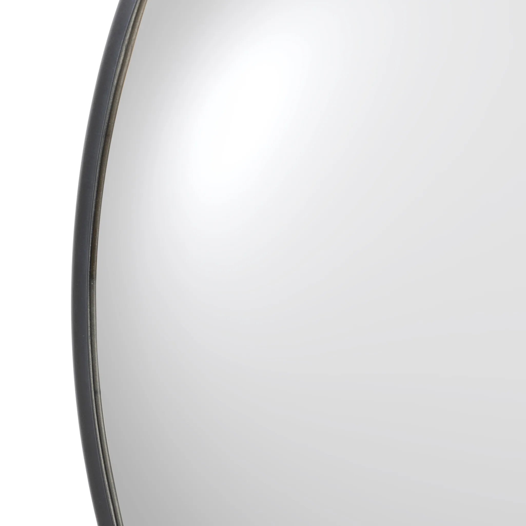 A slim frame in black-finished iron cradles this oversized mirror's convex curve. Bold yet refined, it amplifies space and light as a captivating focal point Amethyst Home provides interior design, new home construction design consulting, vintage area rugs, and lighting in the San Diego metro area.