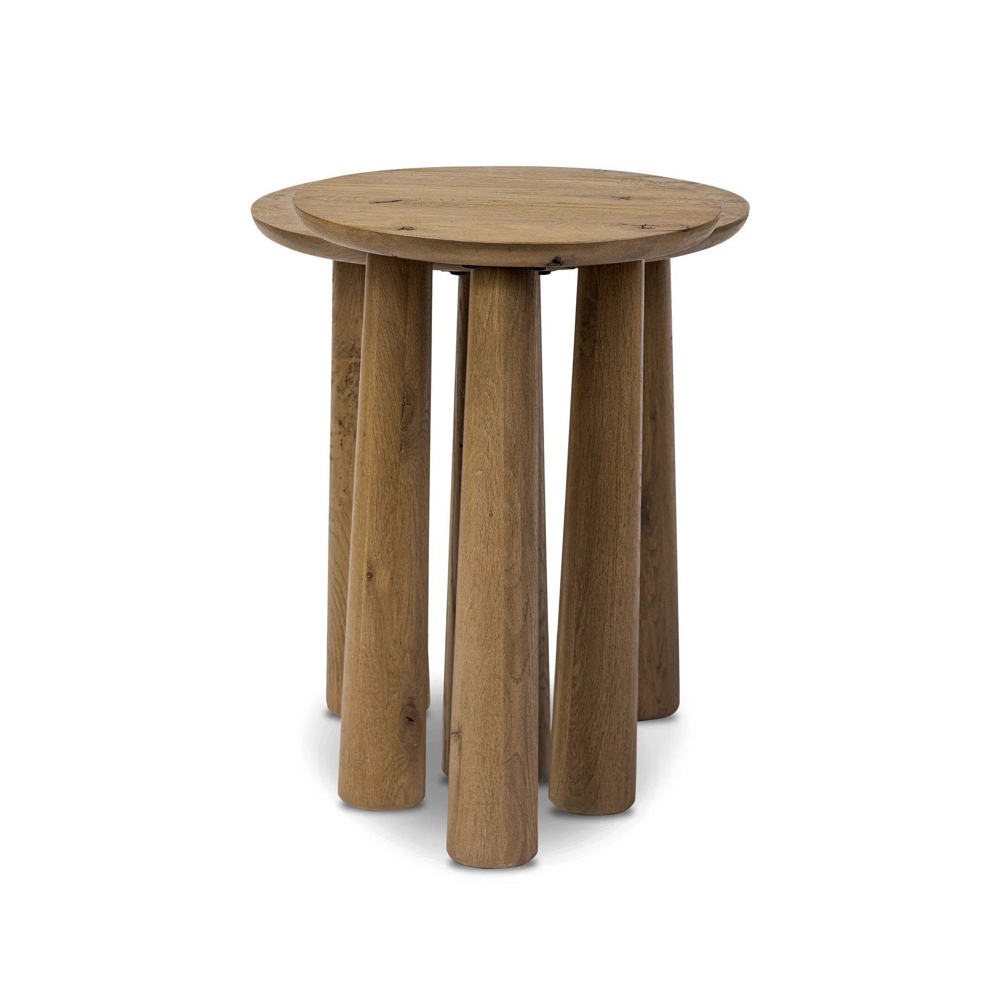Chamfered tops and tapered legs define the artisanship of these three-leg nesting tables. Crafted from drifted oak veneer, their natural texture and clean design make them a clever addition to any room, whether styled together or apart Amethyst Home provides interior design, new home construction design consulting, vintage area rugs, and lighting in the Salt Lake City metro area.