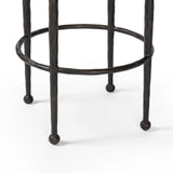 Featuring Corinne Ivan Stone Bar + Counter Stool by Four Hands at Amethyst Home. Hammered bronze legs with ball-shaped foot details elevate this simply shaped counter stool. A round, cushioned seat in a heavy boucle-like fabric finishes this counter-height stool's clean, inviting look.BarOverall Dimensions: 17.00"w x 17.00"d x 31.25"hWeight: 32.19 lbsCounter. Amethyst Home provides interior design, new home construction design consulting, vintage area rugs, and lighting in the Portland metro area.