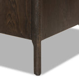 Sleek and versatile, this rich brown oak media console features soft corners and edges, two exterior doors and an open center compartment for storage and display. Rear cutouts for cord management.As enthusiasts of luxe style at Amethyst, we love the designer inspired Cosgrove Media Console - Espresso Oak Veneer. Amethyst Home provides interior design, new home construction design consulting, vintage area rugs, and lighting in the Omaha metro area.