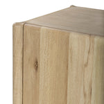Add storage to your dining space, plus a look of beautiful simplicity. Crafted of light natural oak, with cylindrical legs and rounded detailing throughout the case. Spacious inside awaits storage of favorite table linens, serveware and more. Amethyst Home provides interior design, new home construction design consulting, vintage area rugs, and lighting in the Des Moines metro area.