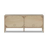 Add storage to your dining space, plus a look of beautiful simplicity. Crafted of light natural oak, with cylindrical legs and rounded detailing throughout the case. Spacious inside awaits storage of favorite table linens, serveware and more. Amethyst Home provides interior design, new home construction design consulting, vintage area rugs, and lighting in the Houston metro area.