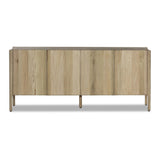 Add storage to your dining space, plus a look of beautiful simplicity. Crafted of light natural oak, with cylindrical legs and rounded detailing throughout the case. Spacious inside awaits storage of favorite table linens, serveware and more. Amethyst Home provides interior design, new home construction design consulting, vintage area rugs, and lighting in the Salt Lake City metro area.