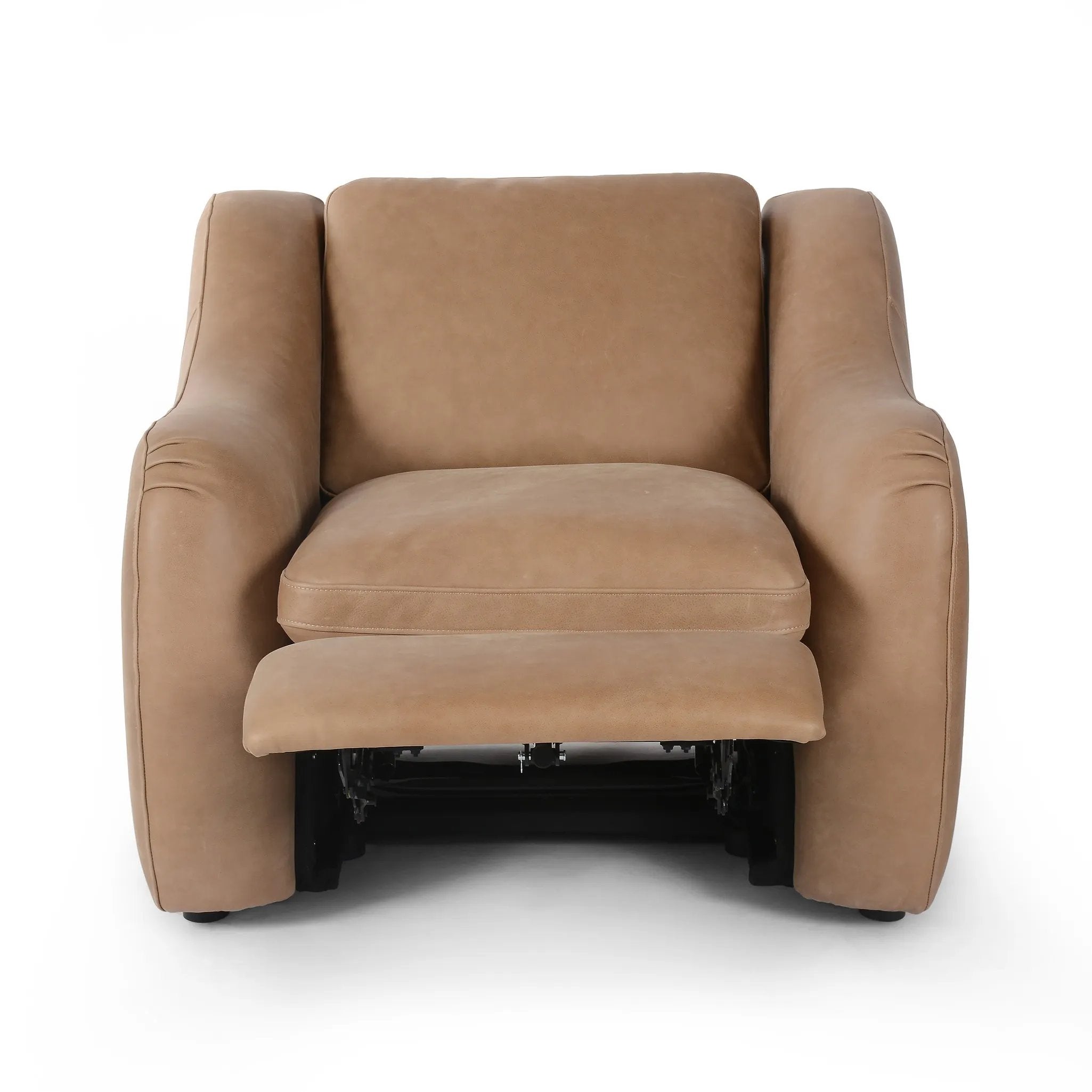 A modern take on the classic recliner. Customize your comfort level with the push of hidden buttons with pieces in our Power Motion collection. Made from caramel top-grain leather, with fiber-and-feather blend cushions plus web suspension for a plush, sink-in experience. A deployable footrest meets luxury with comfort Amethyst Home provides interior design, new home construction design consulting, vintage area rugs, and lighting in the Salt Lake City metro area.