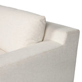 Featuring Crispin Crypton Nomad Snow 3Pc Sectional by Four Hands at Amethyst Home. Modern shaping meets sink-in comfort for a piece that invites you and your guests to stay a little longer. The wide arms, slightly angled back and rectilinear edges on this three-piece sectional are softened with T-shaped cushions and an exaggerated bench-style seating in sof. Amethyst Home provides interior design, new home construction design consulting, vintage area rugs, and lighting in the Nashville metro area.
