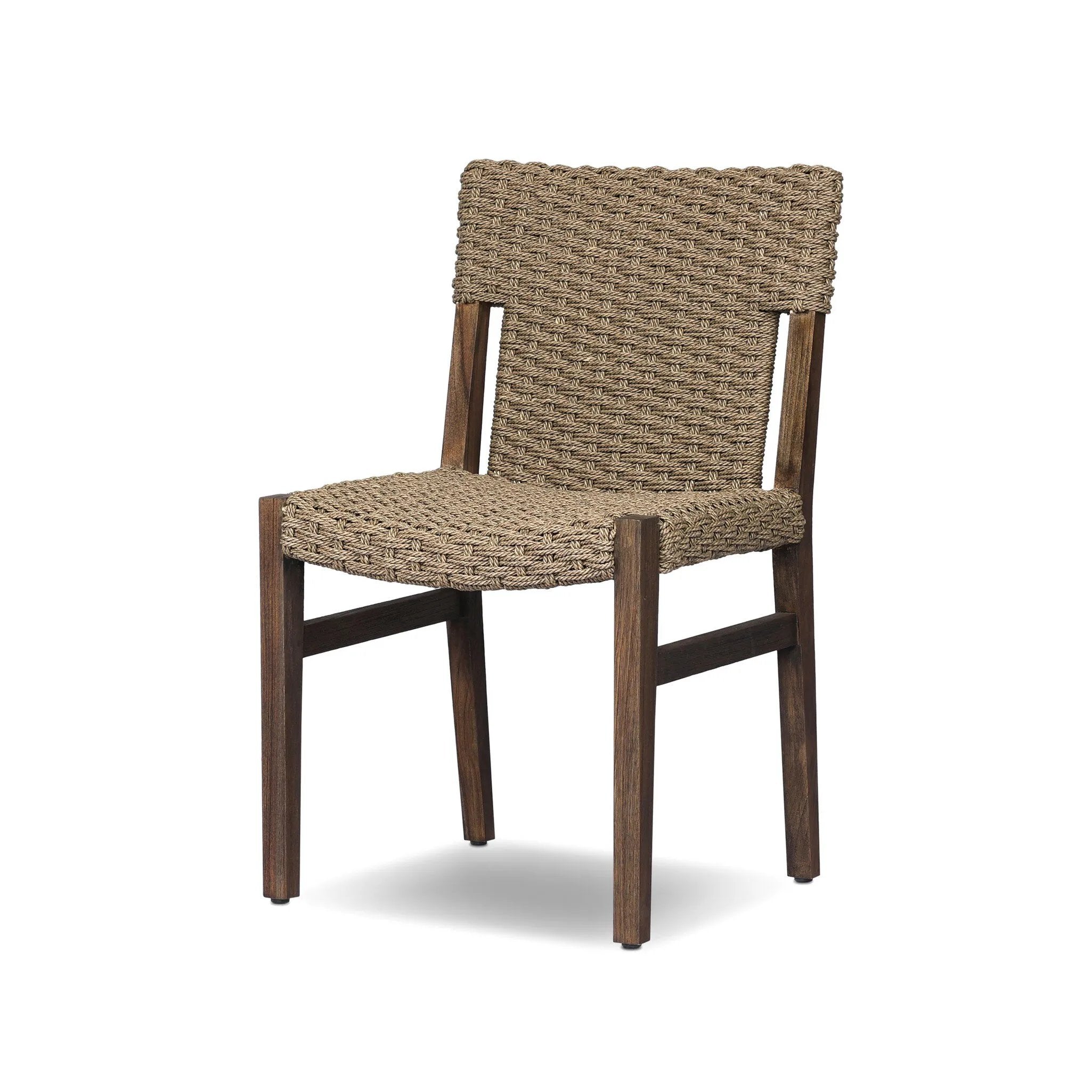 Add texture to your outdoor space with a Nordic-inspired dining chair. A subtle sling seat of all-weather wicker crafts a chunky weave, all framed out by FSC®-certified teak. Cover or store indoors during inclement weather and when not in use Amethyst Home provides interior design, new home construction design consulting, vintage area rugs, and lighting in the Houston metro area.