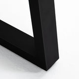 A strikingly simple poly-resin top derived from river sand is polished to a smooth sheen, while an angular black iron base adds architectural appeal to this outdoor-friendly dining table. Slight color variance is to be expected, and speaks to lava stone's organic nature. Cover or store indoors during inclement weather and when not in use. Amethyst Home provides interior design, new home construction design consulting, vintage area rugs, and lighting in the Alpharetta metro area.