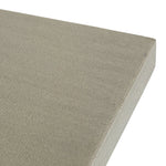 A strikingly simple poly-resin top derived from river sand is polished to a smooth sheen, while an angular black iron base adds architectural appeal to this outdoor-friendly dining table. Slight color variance is to be expected, and speaks to lava stone's organic nature. Cover or store indoors during inclement weather and when not in use. Amethyst Home provides interior design, new home construction design consulting, vintage area rugs, and lighting in the Omaha metro area.