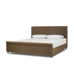 This heritage-style bed reimagines the classic sleigh silhouette. Coffee-brown, linen-like fabric slipcover is both removable and washable for practicality. Turned feet in brown parawood peek from under the slip, grounding the bed's stately charm. A design collaboration by Amber Lewis and Four Hands. Amethyst Home provides interior design, new home construction design consulting, vintage area rugs, and lighting in the Des Moines metro area.