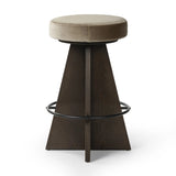 Featuring Damon Sapphire Sage Swivel Counter Stool by Four Hands at Amethyst Home. Upgrade your bar or counter with the Damon Sapphire Sage Swivel Counter Stool. With its sleek design and sturdy construction, this stool provides both style and comfort. Plus, its swivel feature allows for easy movement and versatility.
Overall Dimensions: 17.5" L x 17.5 " W x 27. Amethyst Home provides interior design, new home construction design consulting, vintage area rugs, and lighting in the Miami metro area.