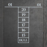 Featuring Darts Tonal Dartboard Cabinet by Four Hands at Amethyst Home. Sleek and full of surprises. This arched cabinet features lockable top doors that open to reveal a regulation size, mounting height sisal dart board, surrounded by cork backing. A full set of tungsten darts comes in an enclosed drawer, with a built-in chalk scoreboard and ample bar stora. Amethyst Home provides interior design, new home construction design consulting, vintage area rugs, and lighting in the Monterey metro area.