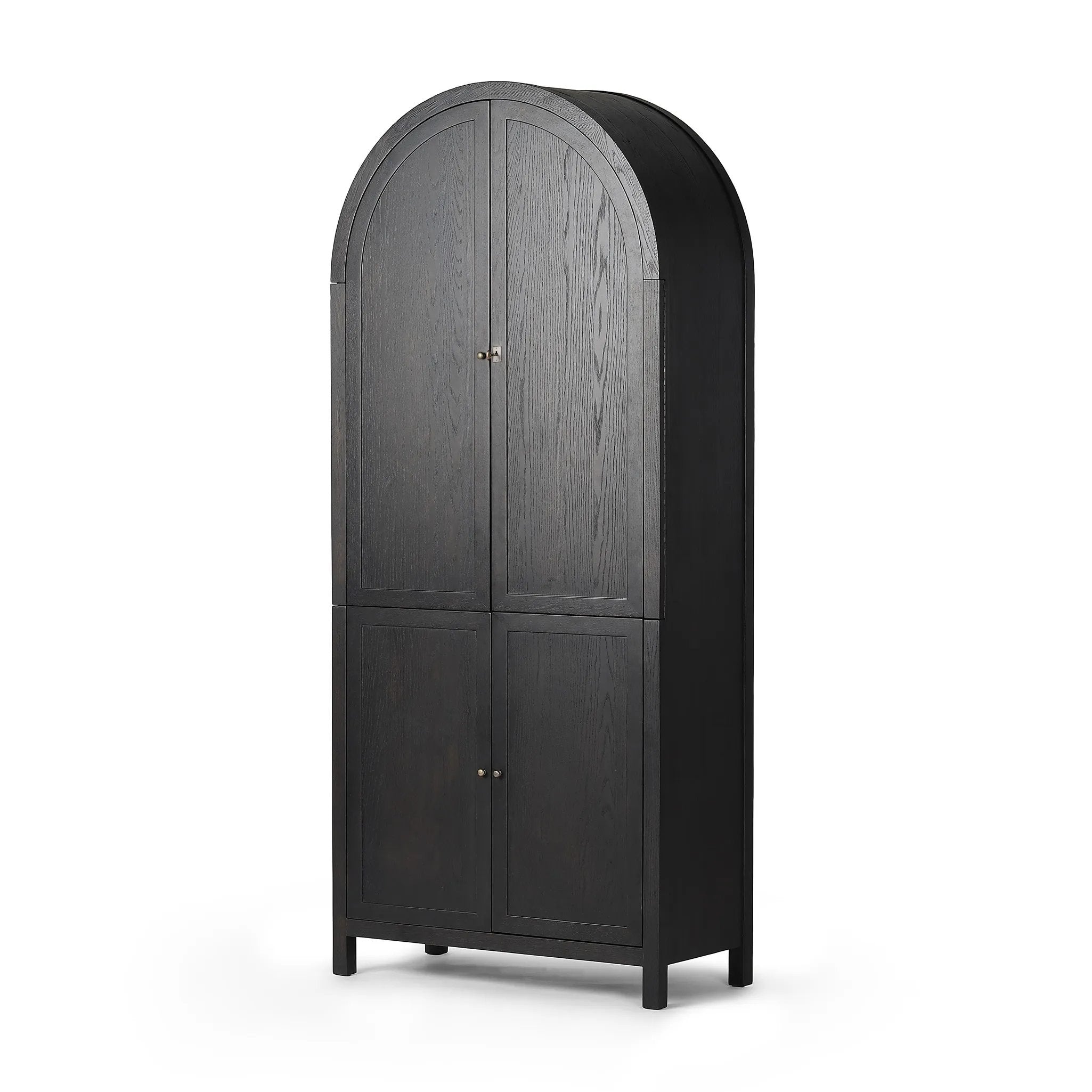 Sleek and full of surprises. This arched cabinet features lockable top doors that open to reveal a regulation size, mounting height sisal dart board, surrounded by cork backing. A full set of tungsten darts comes in an enclosed drawer, with a built-in chalk scoreboard and ample bar storage with adjustable shelving. Amethyst Home provides interior design, new home construction design consulting, vintage area rugs, and lighting in the Scottsdale metro area.