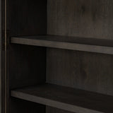 Featuring Dawes Smoked Black Oak Cabinet by Four Hands at Amethyst Home. Work the timeless charm of a vintage find into your collection. Smoked black oak cabinetry features softened mullions and rounded glass panels, with aged bronze barrel hinges and finial detailing. Generous storage and display options empower you to create a space that tells your story.Ove. Amethyst Home provides interior design, new home construction design consulting, vintage area rugs, and lighting in the Dallas metro area.