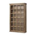 Featuring Dawes Weathered Oak Cabinet by Four Hands at Amethyst Home. Work the timeless charm of a vintage find into your collection. Weathered oak cabinetry features softened mullions and rounded glass panels, with aged bronze barrel hinges and finial detailing. Generous storage and display options  empower you to create a space that tells your story.Overal. Amethyst Home provides interior design, new home construction design consulting, vintage area rugs, and lighting in the Portland metro area.