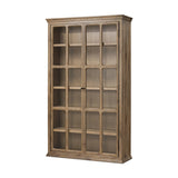 Featuring Dawes Weathered Oak Cabinet by Four Hands at Amethyst Home. Work the timeless charm of a vintage find into your collection. Weathered oak cabinetry features softened mullions and rounded glass panels, with aged bronze barrel hinges and finial detailing. Generous storage and display options  empower you to create a space that tells your story.Overal. Amethyst Home provides interior design, new home construction design consulting, vintage area rugs, and lighting in the Portland metro area.