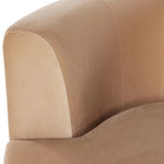 Featuring Deandra Surrey Camel Tete A Tete Chaise by Four Hands at Amethyst Home. Modern European inspiration and plush curves come head to head in this stylish chaise. Upholstered in a soft cotton/poly blend fabric that feels both casual and elevated. A base of Rosa Morada wood grounds the entire piece.Overall Dimensions: 90.50"w x 38.00"d x 29.00"hWe. Amethyst Home provides interior design, new home construction design consulting, vintage area rugs, and lighting in the Salt Lake City metro area.