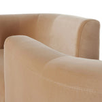 Featuring Deandra Surrey Camel Tete A Tete Chaise by Four Hands at Amethyst Home. Modern European inspiration and plush curves come head to head in this stylish chaise. Upholstered in a soft cotton/poly blend fabric that feels both casual and elevated. A base of Rosa Morada wood grounds the entire piece.Overall Dimensions: 90.50"w x 38.00"d x 29.00"hWei. Amethyst Home provides interior design, new home construction design consulting, vintage area rugs, and lighting in the Winter Garden metro area.