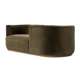 Featuring Deandra Surrey Olive Tete A Tete Chaise by Four Hands at Amethyst Home. Modern European inspiration and plush curves come head to head in this stylish chaise. Upholstered in a soft cotton/poly blend fabric that feels both casual and elevated. A base of Rosa Morada wood grounds the entire piece.Overall Dimensions: 90.50"w x 38.00"d x 29.00"hWeight. Amethyst Home provides interior design, new home construction design consulting, vintage area rugs, and lighting in the Des Moines metro area.