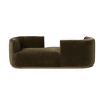 Featuring Deandra Surrey Olive Tete A Tete Chaise by Four Hands at Amethyst Home. Modern European inspiration and plush curves come head to head in this stylish chaise. Upholstered in a soft cotton/poly blend fabric that feels both casual and elevated. A base of Rosa Morada wood grounds the entire piece.Overall Dimensions: 90.50"w x 38.00"d x 29.00"hWeight . Amethyst Home provides interior design, new home construction design consulting, vintage area rugs, and lighting in the Nashville metro area.