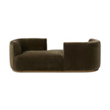 Featuring Deandra Surrey Olive Tete A Tete Chaise by Four Hands at Amethyst Home. Modern European inspiration and plush curves come head to head in this stylish chaise. Upholstered in a soft cotton/poly blend fabric that feels both casual and elevated. A base of Rosa Morada wood grounds the entire piece.Overall Dimensions: 90.50"w x 38.00"d x 29.00"hWeight . Amethyst Home provides interior design, new home construction design consulting, vintage area rugs, and lighting in the Nashville metro area.