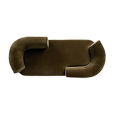 Featuring Deandra Surrey Olive Tete A Tete Chaise by Four Hands at Amethyst Home. Modern European inspiration and plush curves come head to head in this stylish chaise. Upholstered in a soft cotton/poly blend fabric that feels both casual and elevated. A base of Rosa Morada wood grounds the entire piece.Overall Dimensions: 90.50"w x 38.00"d x 29.00"hWeight :. Amethyst Home provides interior design, new home construction design consulting, vintage area rugs, and lighting in the Portland metro area.