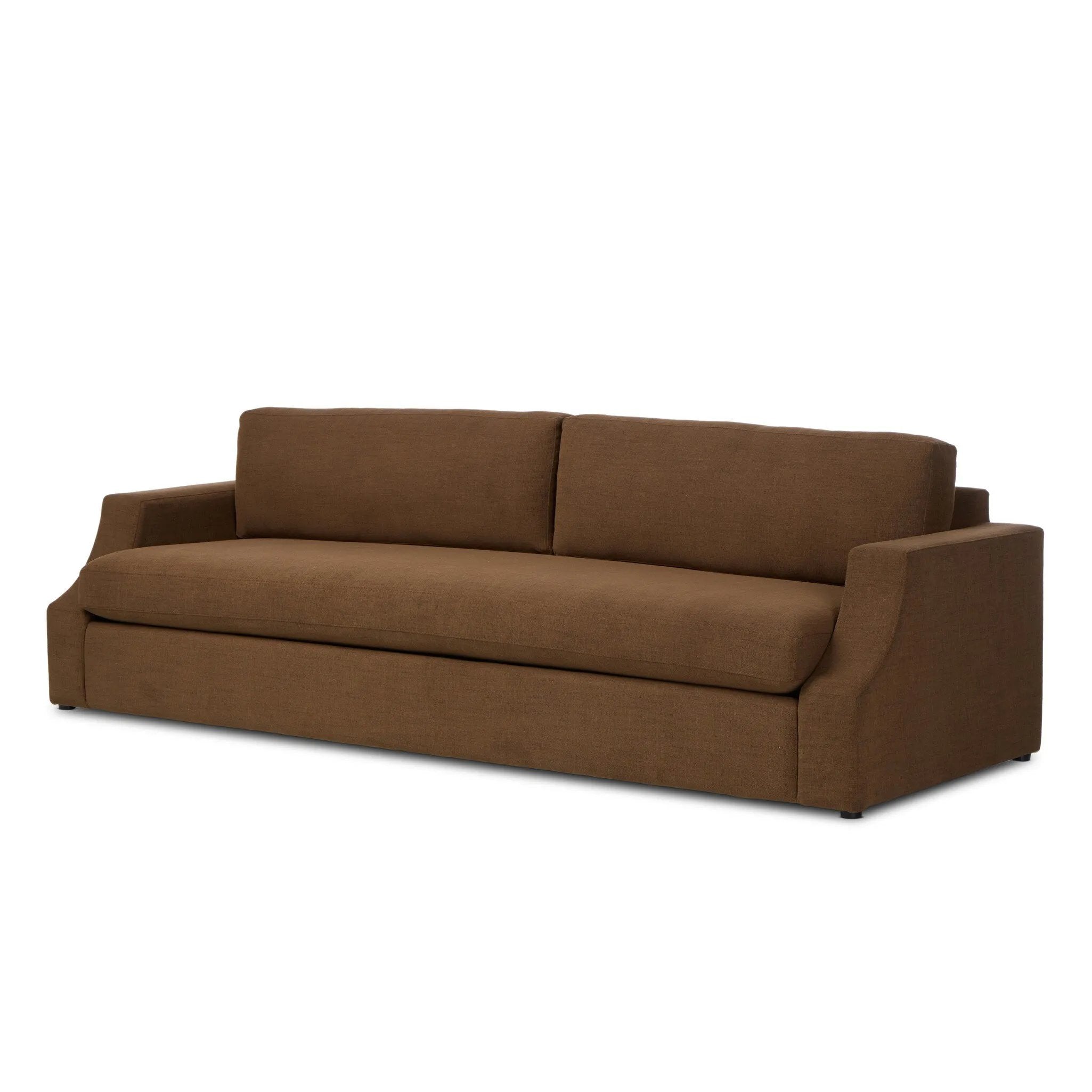 Bench-style seating with a modern, cutout effect creates a striking look. Designed with S-spring construction and a thick bench cushion for laid-back comfort supported by a solid pine frame. Upholstered in textural Crypton® performance fabric that's specially engineered for protection against stains, moisture and odor Amethyst Home provides interior design, new home construction design consulting, vintage area rugs, and lighting in the Nashville metro area.