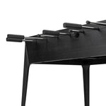 Streamlined for fun. This foosball table features a concrete playing surface and distinctly detailed players in cast aluminum. Rounded square wooden handles and cylindrical metal score counters tie together the sleek, industrial look of this foosball table, finished with tapered cast aluminum legs. Amethyst Home provides interior design, new home construction design consulting, vintage area rugs, and lighting in the Alpharetta metro area.