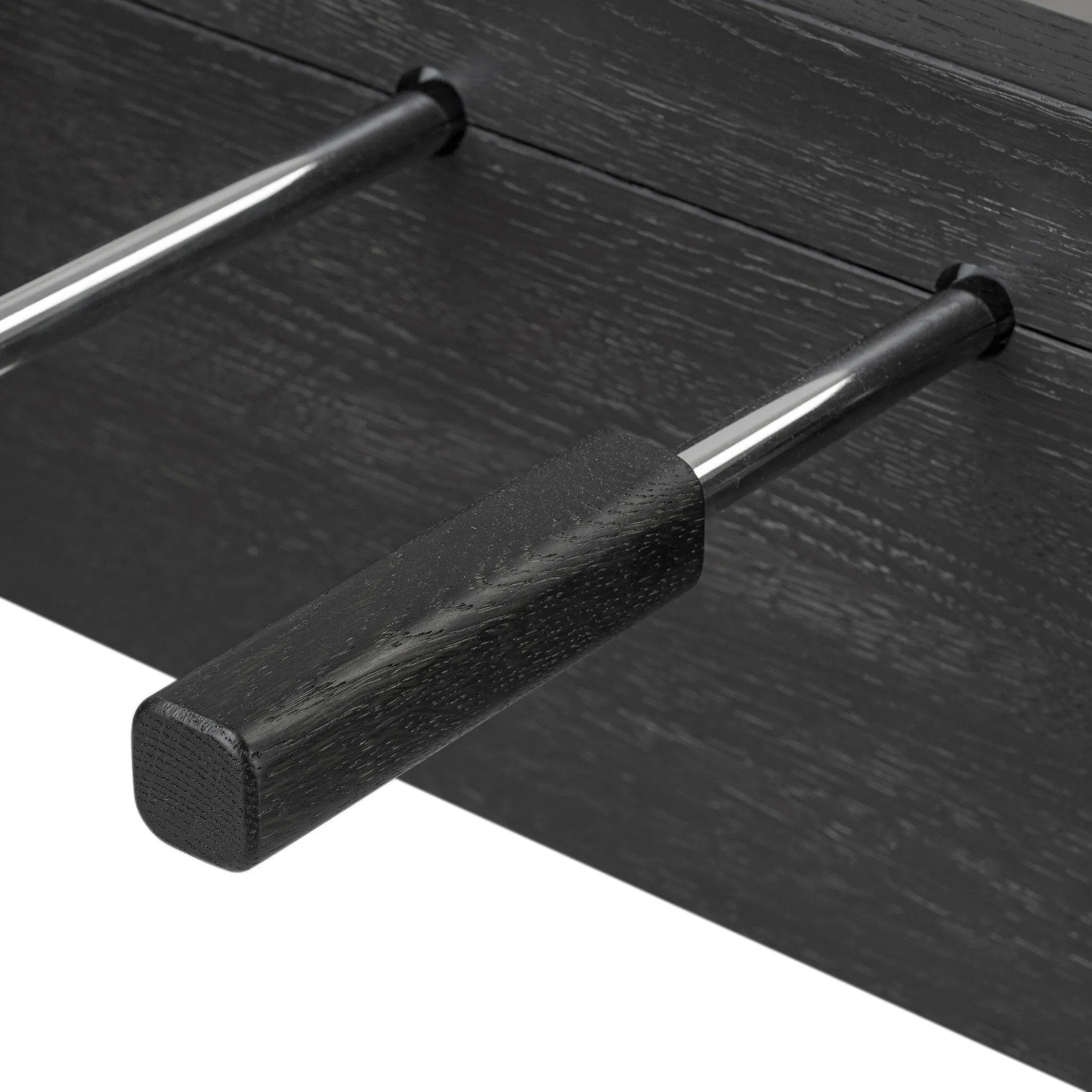 Streamlined for fun. This foosball table features a concrete playing surface and distinctly detailed players in cast aluminum. Rounded square wooden handles and cylindrical metal score counters tie together the sleek, industrial look of this foosball table, finished with tapered cast aluminum legs. Amethyst Home provides interior design, new home construction design consulting, vintage area rugs, and lighting in the Portland metro area.