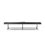 Material-driven for fun, this shuffleboard table features a hand-stitched leather landing surface, laminated solid oak game board — finished in a durable lacquer — and industrial trestle-style, cast iron legs. Climatic adjusters for leveling with ease. Each table comes with carved wood and steel pucks, as well as a steel ring scoring mechanism. Amethyst Home provides interior design, new home construction design consulting, vintage area rugs, and lighting in the Boston metro area.